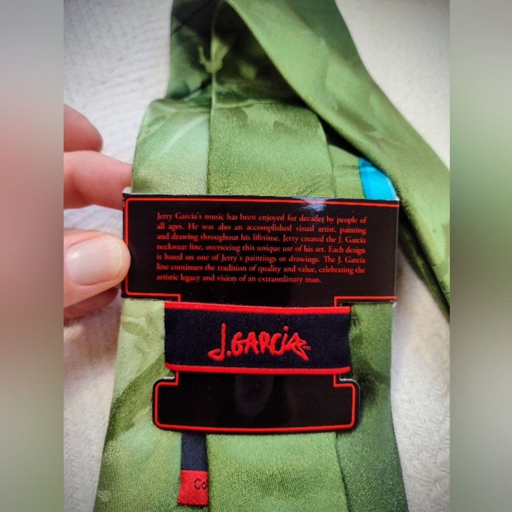 NWT Necktie by J. Garcia 'Duckworm Alarm' Green & Blue Perfect Condition! - Picture 4 of 7